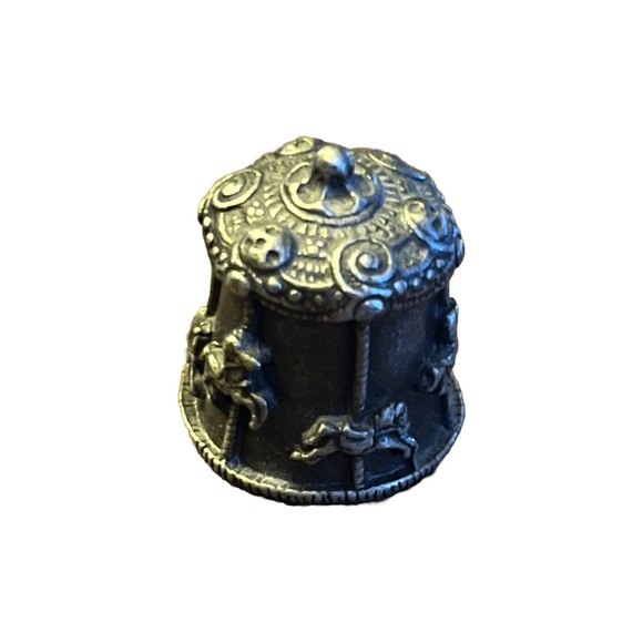 Pewter Thimble - Nicholas Gish - Silverwood Carousel Merry Go Round Vintage - Picture 4 of 7